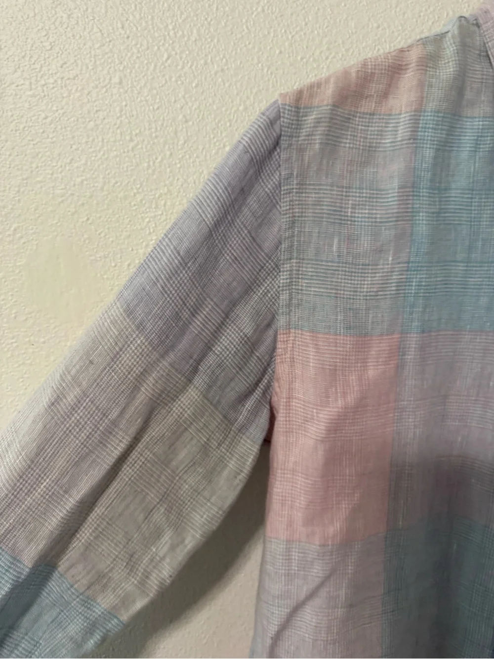 J Crew Baird McNutt Irish Linen Pastel Glen Plaid Button Down Shirt-XS Slim Fit
